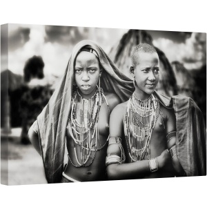 Tablou canvas - Fete Din Tribul Karo Impart O Esarfa, Oameni, Etnic, Karo, Fata, Africa, Ethiopia, 60 x 90 cm