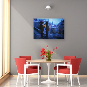 Tablou canvas - Flacara Mica, Noapte, Strada, Copil, Lampa, 60 x 90 cm - Img 4