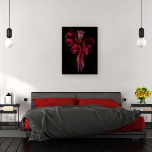 Tablou canvas - Floare Dansand, Campanula, Rosu, Fum, Tamaie, 50 x 70 cm - Img 3