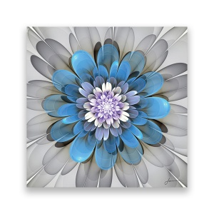Tablou Canvas - Floare, Gri-Albastru, 60 x 60 cm