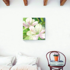 Tablou decorativ floral magnolia pe canvas alb 60x60 cm