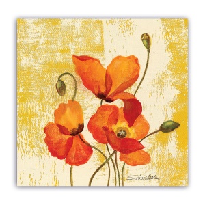 Tablou Canvas - Floral, Vintage, Galben-Auriu, Papadie, 60 x 60 cm