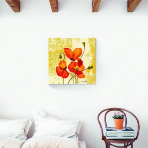 Tablou decorativ canvas floral vintage în nuanțe de galben și auriu