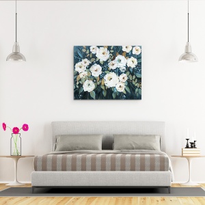 Tablou canvas - Flori, Alb, Gradina Luminata De Luna, Pictura, 40 x 50 cm - Img 3