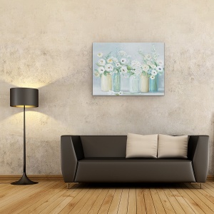 Tablou canvas - Flori, Alb, Vaze, Pictura, Viata, 75 x 100 cm - Img 2