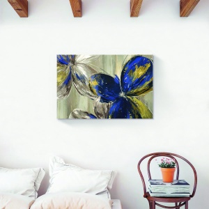 Tablou decorativ canvas cu flori albastre 75×100 cm