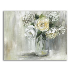 Tablou Canvas - Flori albe, Floare, Primavara, Vaza, 60 x 75 cm