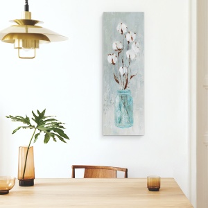 Tablou canvas - Flori Albe, Vaza De Sticla, Pictura, 30 x 90 cm - Img 4