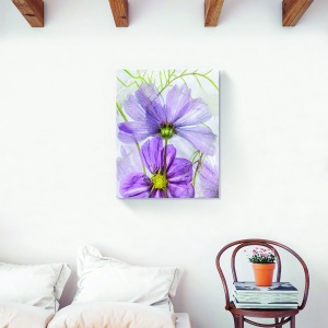 Tablou decorativ flori mov pe canvas 60x75 cm