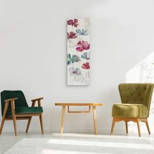 Tablou canvas - Flori, Flori, Albastru, Violet, Pictura, 30 x 90 cm - Img 2
