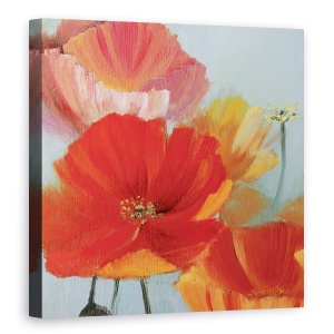 Tablou canvas - Flori, Flori, Maci, Rosu, Galben, Pictura, 60 x 60 cm