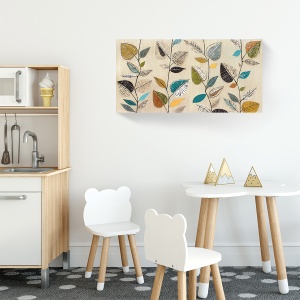 Tablou decorativ canvas flori și frunze colorate 50x100 cm