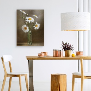Tablou canvas - Flori, Gerbera, Alb, Vaza, Pictura, 75 x 100 cm - Img 4