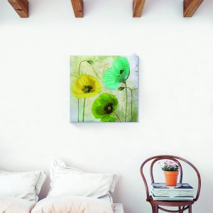 Tablou canvas cu flori de mac turcoaz