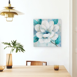 Tablou canvas - Flori, Magnolia, Albastru-Alb, Pictura II, 90 x 90 cm - Img 4