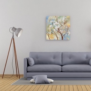 Tablou canvas - Flori, Natura, inflorire, Flori albe, Pictura, 90 x 90 cm - Img 2