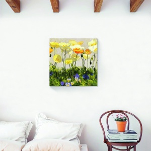 Tablou canvas flori vintage păpădie violet 60x60 cm