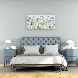 Tablou canvas - Flori Salbatice, Albastru, Pictura, 50 x 100 cm - Img 3