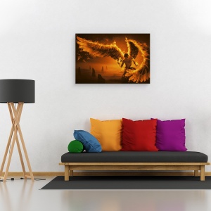 Tablou canvas - Foc, Ingeras, Flacari, Aripi, Pana, 40 x 60 cm - Img 2