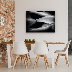 Tablou canvas - Forme Ale Dunelor, Peisaj, Alb-Negru, Desert, Nisip, Dune, 50 x 70 cm - Img 4
