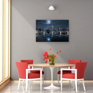Tablou canvas - Frankfurt Pe Luna Plina, Noapte, Arhitectura, Pod, Cer, Peisaj Urban, 60 x 90 cm - Img 4