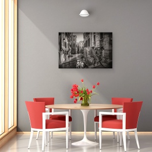 Tablou canvas - Gondolieri, Venetia, Alb-Negru, Italia, Calatorie, Turism, 80 x 120 cm - Img 4