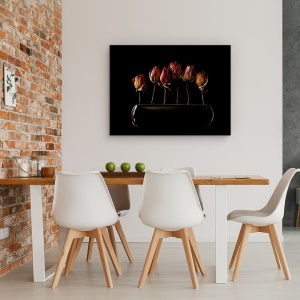 Tablou canvas - Gradina De Noapte, Uscat, Trandafiri, Flori, Intuneric, Negru, 75 x 100 cm - Img 4
