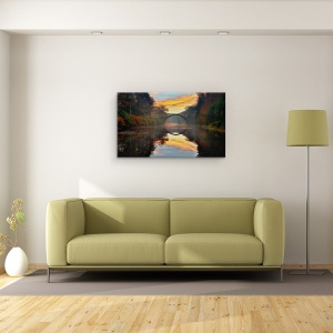 Tablou Canvas - Gradina De Toamna, Copaci, Apa, Pod, Calatorie, Turism, 50 x 80 cm - Img 2