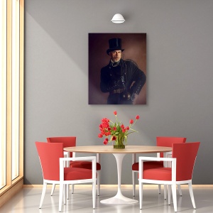 Tablou canvas - Hornar, Portret, Vintage, Retro, Palarie, 60 x 75 cm - Img 4