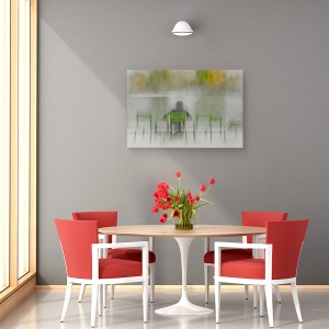 Tablou canvas - Iazul Aspiratiilor, Scaun, Pictor, Textura, Persoana, Sezand, 60 x 90 cm - Img 4