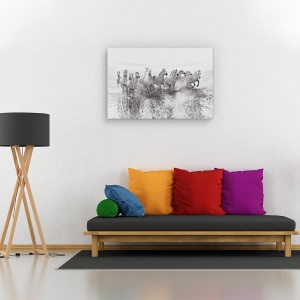 Tablou canvas - Iluzia puterii (13 cai putere), Animal, Actiune, Cai, Alb, 60 x 90 cm - Img 2
