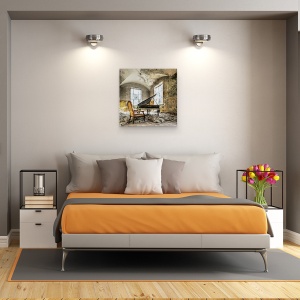 Tablou canvas - In Ceruri, Scaun, Pian, Pian, Muzica, Performanta, 60 x 60 cm - Img 3