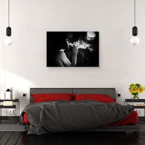Tablou canvas - In Fum, Monocrom, Cinematic, Fum, Lumina, 40 x 60 cm - Img 3