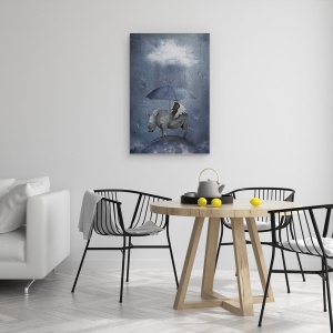 Tablou canvas - In Ploaie, Rinocer, Umbrela, 60 x 90 cm - Img 4