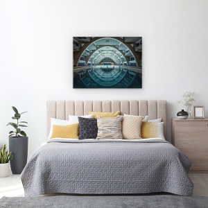 Tablou canvas - Inotand In Noapte, Stuttgart, Hallenbad, Inot, Piscina, Interior, 60 x 80 cm - Img 3
