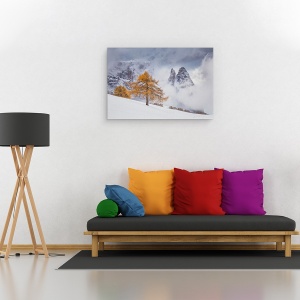 Tablou canvas - Intre Anotimpuri, Copaci, Peisaj, Ceata, Calatorie, Toamna, 40 x 60 cm - Img 2