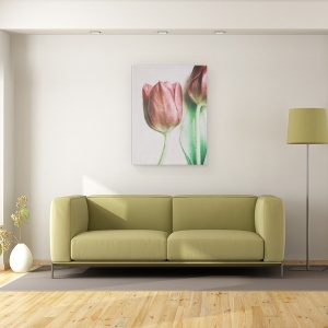 Tablou canvas - Iubitorii De Primavara, Lalele, Natura Moarta, Textura, Floare, 60 x 80 cm - Img 2