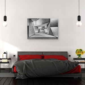 Tablou canvas - Jos, Haotic, Scara, Alb-Negru, 60 x 90 cm - Img 4