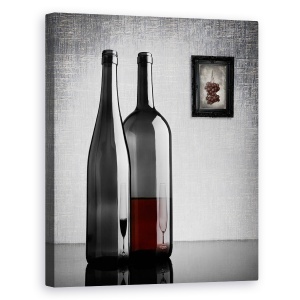 Tablou canvas - Jumatate Plina, Natura Moarta, Vin, Pictura, Sticla De Vin, 60 x 75 cm