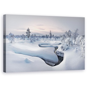 Tablou canvas - Kiilopa - Laponia, Finlanda, Fara Cuvinte, Iarna, Peisaj, Zapada, 50 x 80 cm