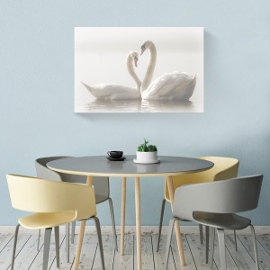 Tablou decorativ lebede alb-negru pe canvas 80x120 cm
