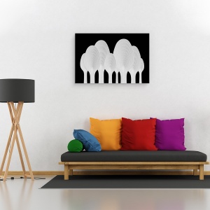 Tablou canvas - Linguri Inele de Copac, Lingura, Grafic, Contrast, Alb-Negru, Abstract, 60 x 90 cm - Img 2