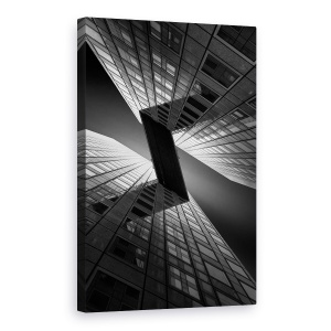 Tablou canvas - Linia Z, Arhitectura, Alb-Negru, Perspectiva, Intuneric, Punct, 60 x 90 cm