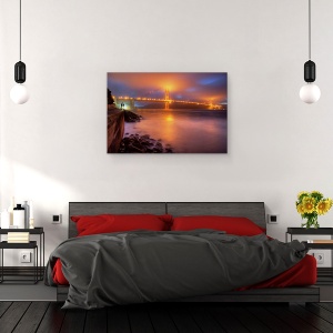 Tablou canvas - Locul Unde Incepe Romantismul, Pod, Noapte, Cuplu, Dragoste, 40 x 60 cm - Img 4
