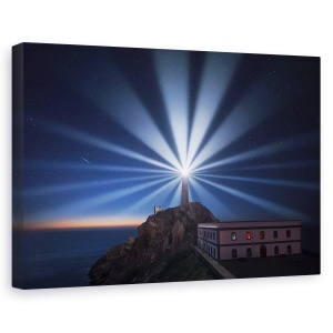 Tablou canvas - Lumineaza Noaptea, Stele, Far, Mare, Casa, 40 x 60 cm