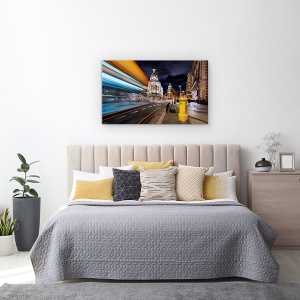 Tablou canvas - Luminile Madridului, Spania, Trasee Usoare, Trafic, Dungi, 50 x 80 cm - Img 3