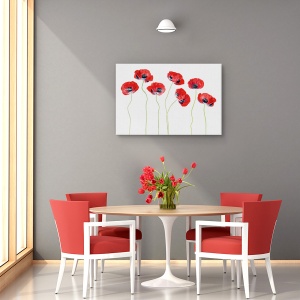 Tablou decorativ canvas cu maci roșii și buburuze