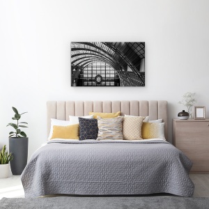 Tablou canvas - Melcul Timpului, Orsay, Muzeu, Paris, Plafon, Alb-Negru, 50 x 80 cm - Img 3