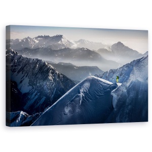 Tablou canvas - Momente De Tacere Inainte De Coborare, Actiune, Schi, Alpinism, Freeride, 50 x 80 cm