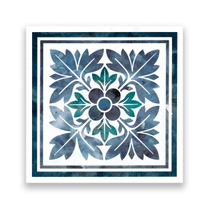 Tablou Canvas - Motif, Frunze, Albastru, Colorat, 60 x 60 cm